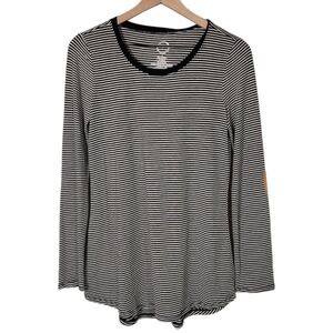 Maurices Womens Small 24/7 Basic Striped Long Sleeve Elbow Patch Shirt NEW